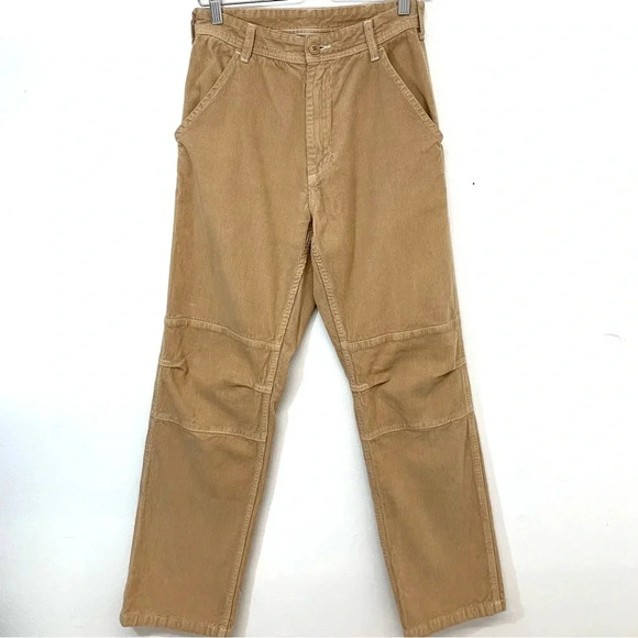 J Gait Corduroy Pants Woman Small  High Waist Straight Leg Pockets Cotton Beige‎ - Picture 1 of 13